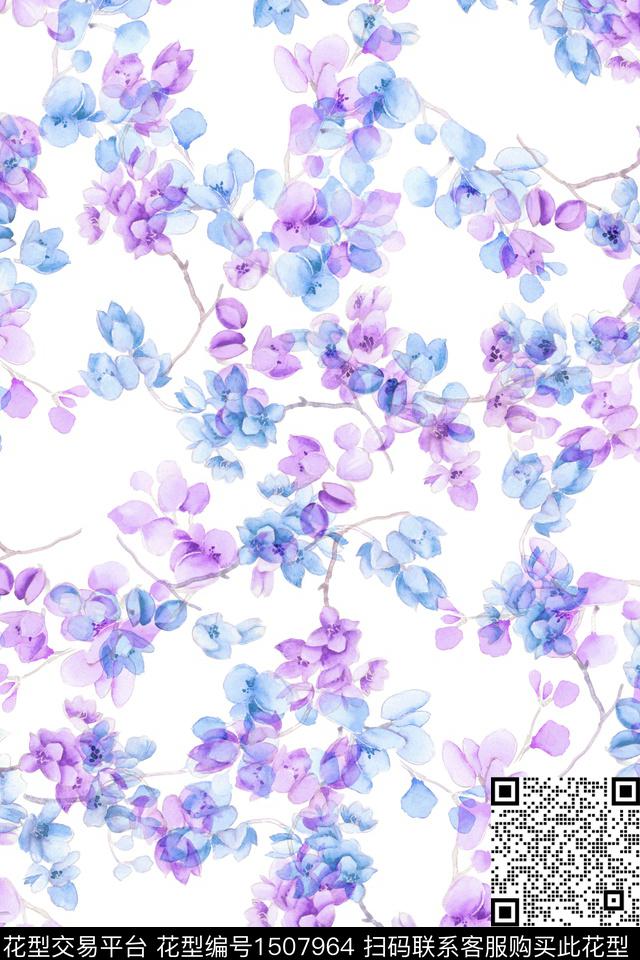 花卉大牌风小清新数码印花华亿平台下载（图片编号: 1507964） - 瓦栏（Walan）