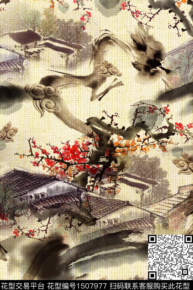 复古旗袍国画数码印花华亿平台下载（图片编号: 1507977） - 瓦栏（Walan）