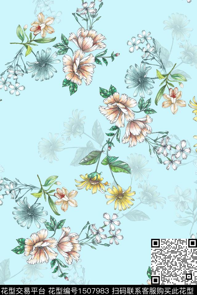 美国小碎花纯底花数码印花华亿平台下载（图片编号: 1507983） - 瓦栏（Walan）