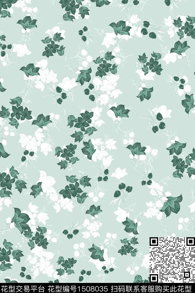花卉小清新真丝数码印花华亿平台下载（图片编号: 1508035） - 瓦栏（Walan）
