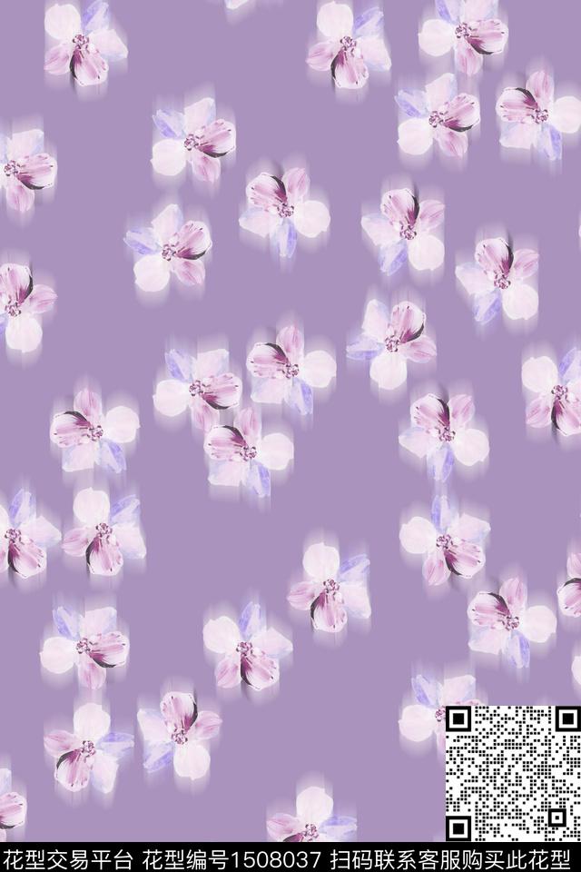 花卉小清新真丝数码印花华亿平台下载（图片编号: 1508037） - 瓦栏（Walan）