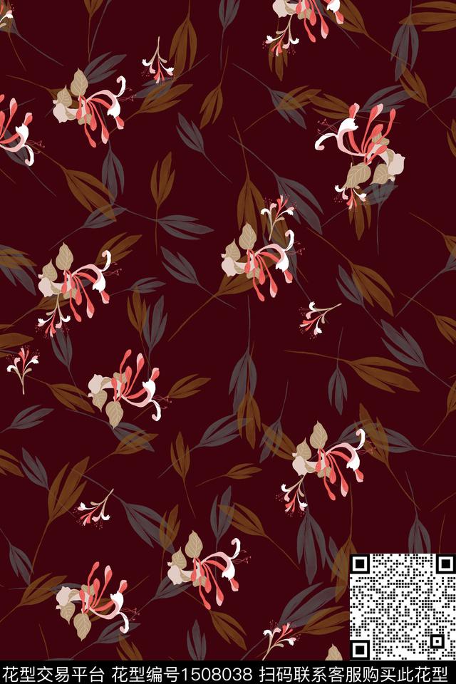 花卉真丝小碎花数码印花华亿平台下载（图片编号: 1508038） - 瓦栏（Walan）