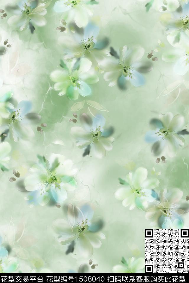 花卉真丝小碎花数码印花华亿平台下载（图片编号: 1508040） - 瓦栏（Walan）