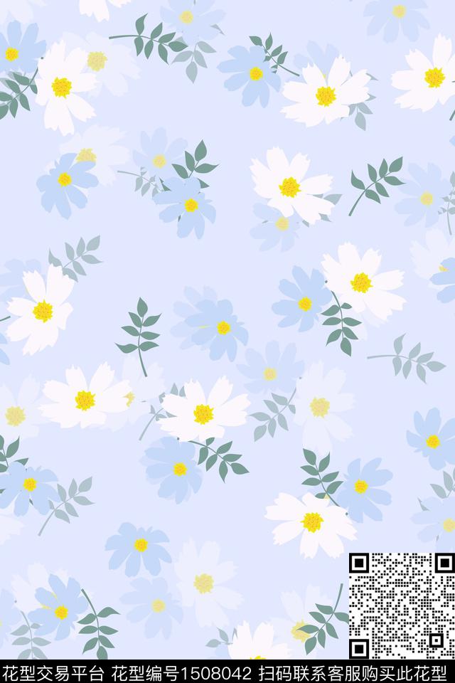 花卉小清新真丝数码印花华亿平台下载（图片编号: 1508042） - 瓦栏（Walan）