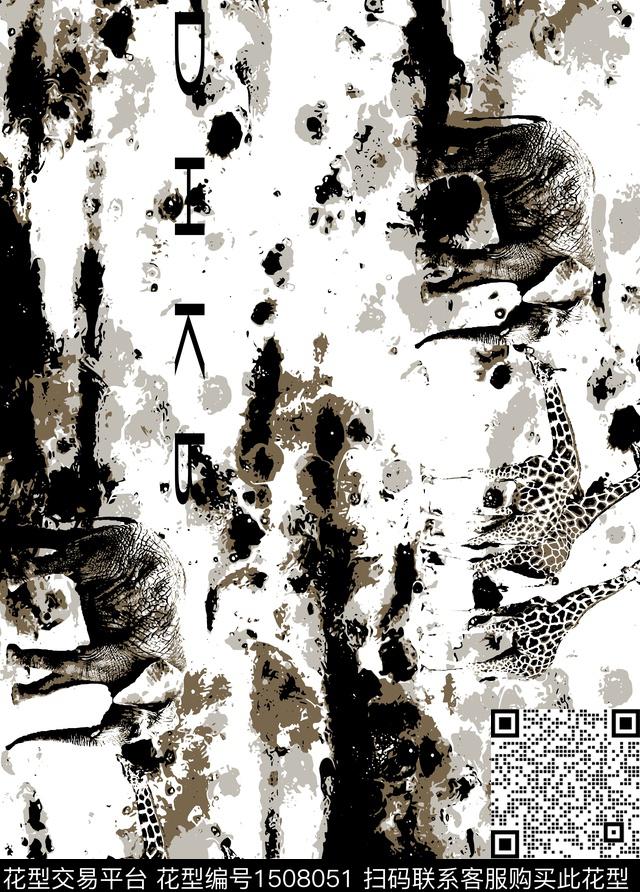 字母大象复古传统印花华亿平台下载（图片编号: 1508051） - 瓦栏（Walan）