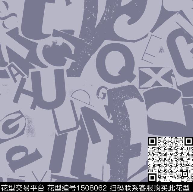 字母肌理黑白华亿平台数码印花华亿平台下载（图片编号: 1508062） - 瓦栏（Walan）