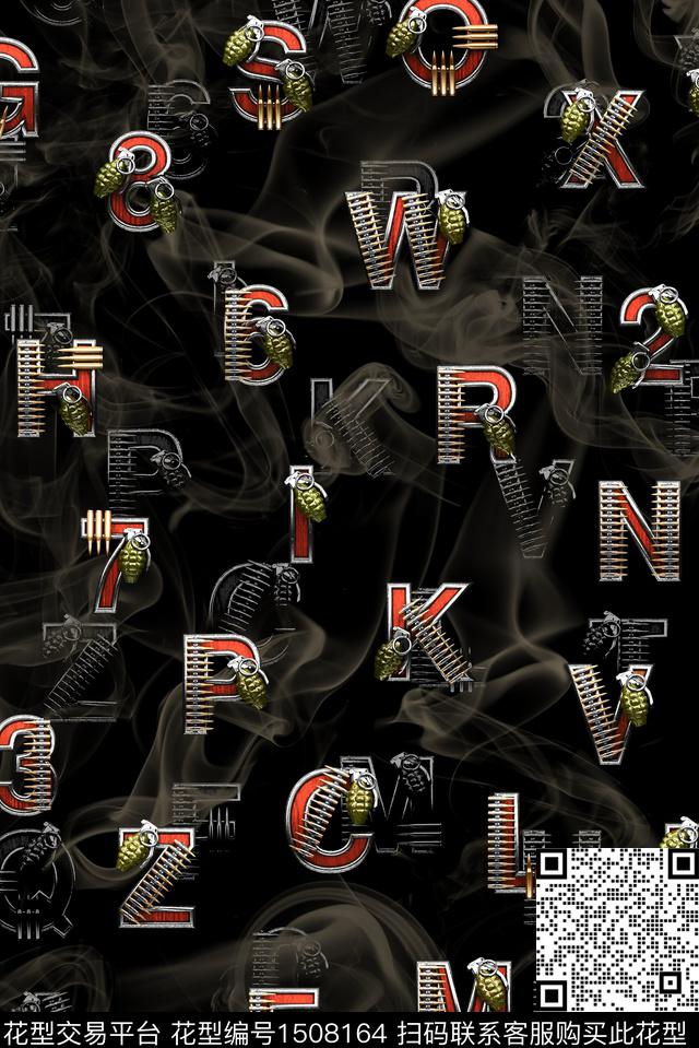 字母衬衫烟雾数码印花华亿平台下载（图片编号: 1508164） - 瓦栏（Walan）