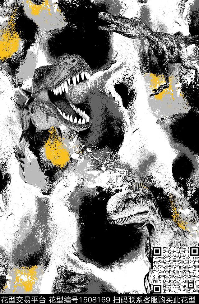 恐龙石头动物传统印花华亿平台下载（图片编号: 1508169） - 瓦栏（Walan）