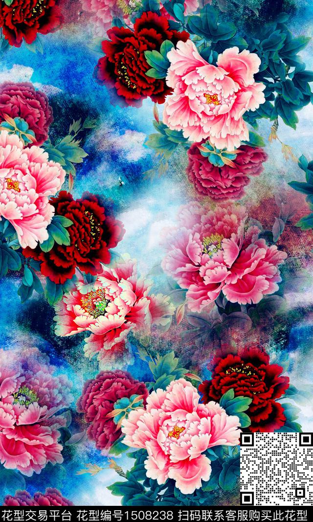 香云纱大牌风旗袍数码印花华亿平台下载（图片编号: 1508238） - 瓦栏（Walan）