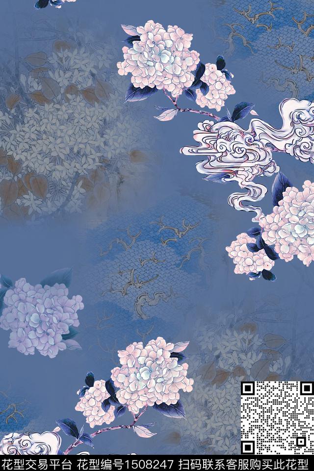香云纱真丝中国风华亿平台数码印花华亿平台下载（图片编号: 1508247） - 瓦栏（Walan）