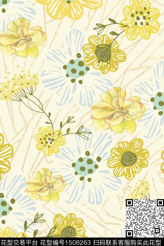 绿植树叶大牌风香云纱数码印花华亿平台下载（图片编号: 1508263） - 瓦栏（Walan）