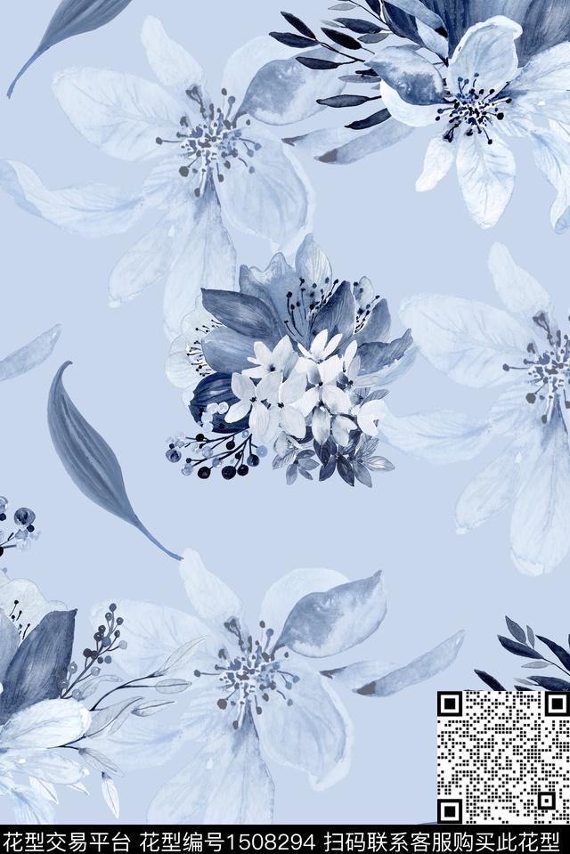 定位花绿植树叶香云纱数码印花华亿平台下载（图片编号: 1508294） - 瓦栏（Walan）