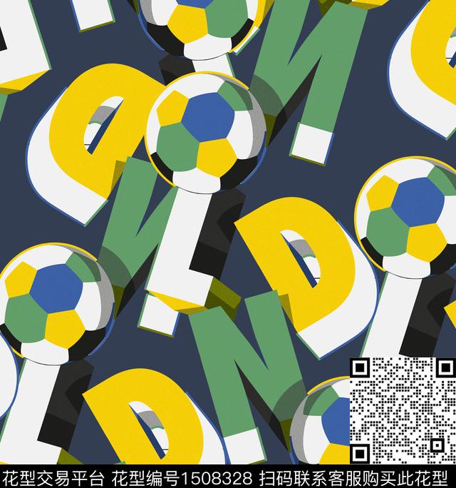 字母足球趣味数码印花华亿平台下载（图片编号: 1508328） - 瓦栏（Walan）