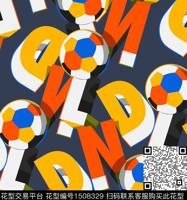 字母足球趣味数码印花华亿平台下载（图片编号: 1508329） - 瓦栏（Walan）