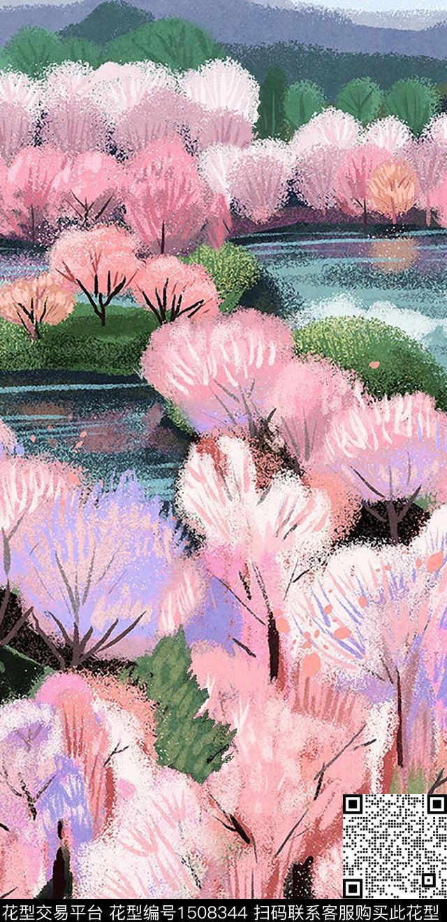 树林蔷薇花童装数码印花华亿平台下载（图片编号: 1508344） - 瓦栏（Walan）