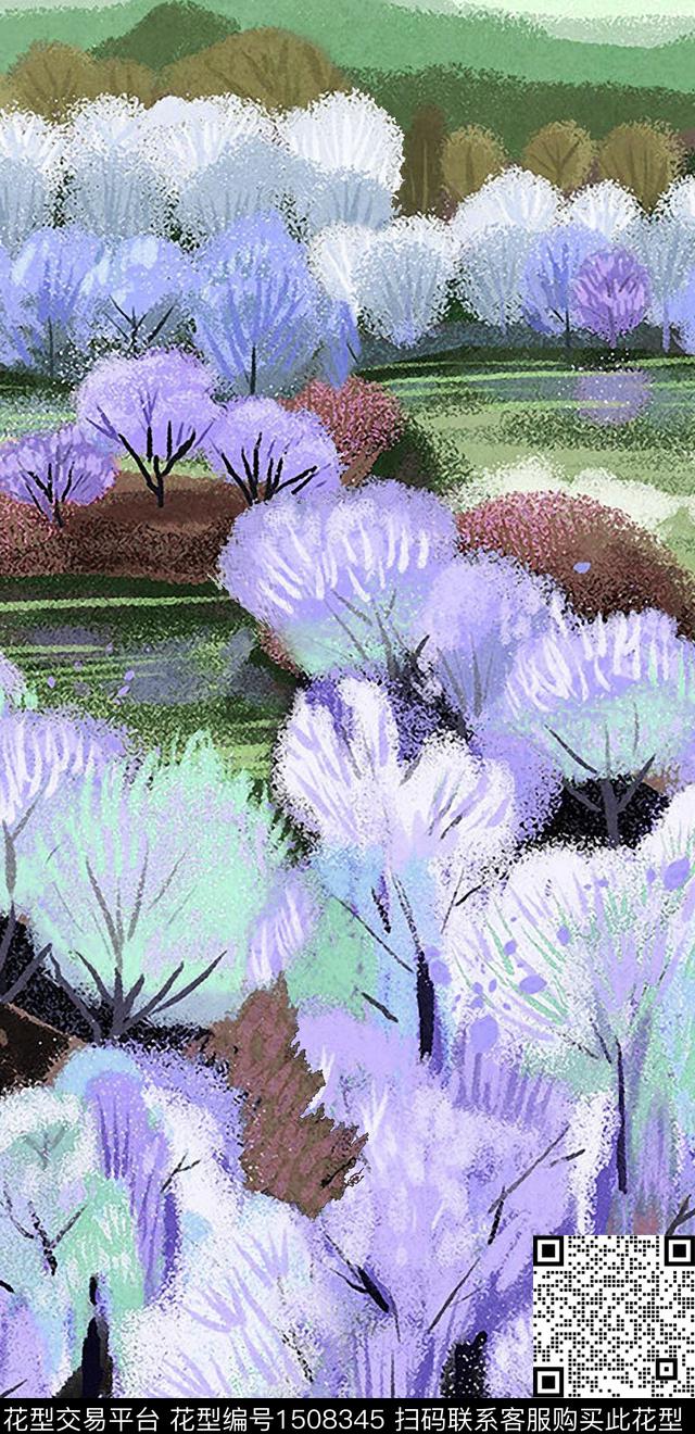 树林蔷薇花天空数码印花华亿平台下载（图片编号: 1508345） - 瓦栏（Walan）
