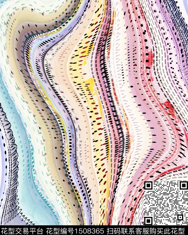 抽象条纹波浪纹数码印花华亿平台下载（图片编号: 1508365） - 瓦栏（Walan）