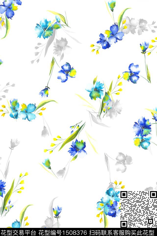 绿植树叶花卉小清新数码印花华亿平台下载（图片编号: 1508376） - 瓦栏（Walan）