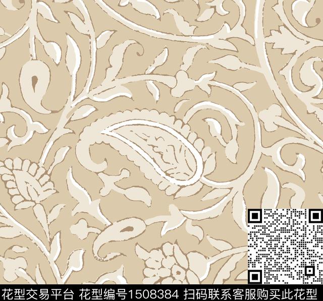 卷草民族风大牌风传统印花华亿平台下载（图片编号: 1508384） - 瓦栏（Walan）