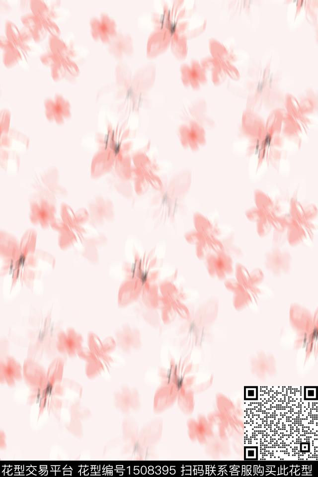 趋势华亿平台花卉朦胧花卉数码印花华亿平台下载（图片编号: 1508395） - 瓦栏（Walan）