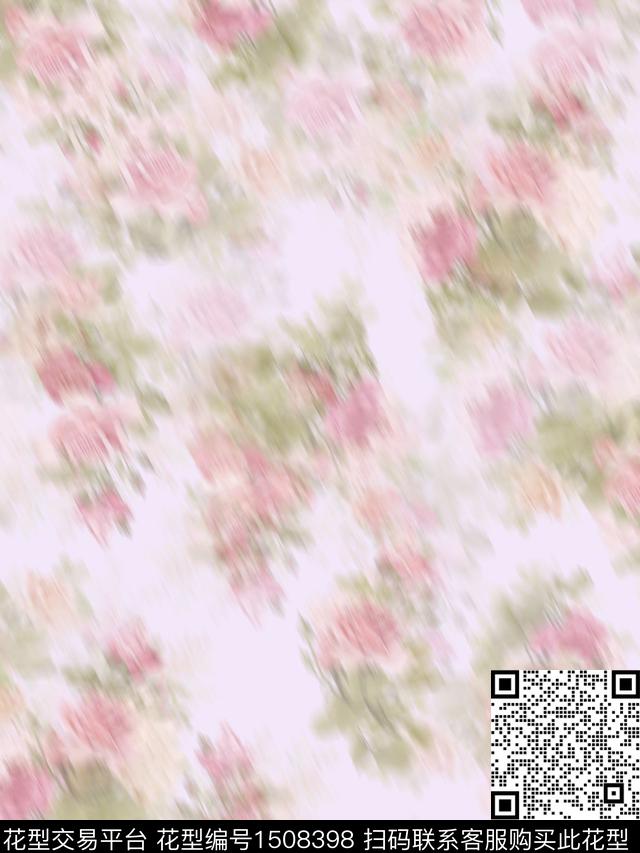 花卉朦胧花卉迷幻数码印花华亿平台下载（图片编号: 1508398） - 瓦栏（Walan）