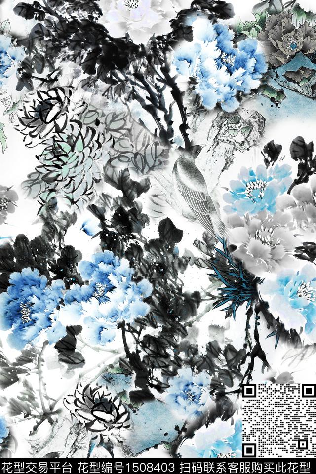 水彩大牌风抽象数码印花华亿平台下载（图片编号: 1508403） - 瓦栏（Walan）