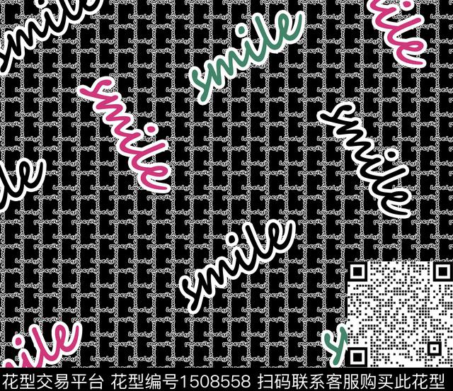 字母几何格子数码印花华亿平台下载（图片编号: 1508558） - 瓦栏（Walan）