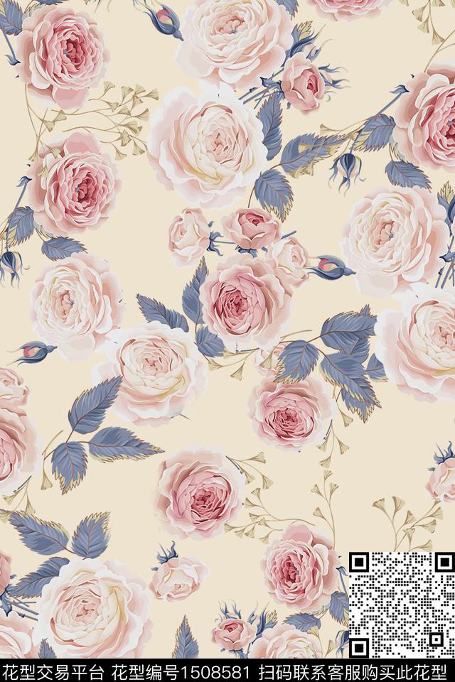 绿植树叶连衣裙大牌风数码印花华亿平台下载（图片编号: 1508581） - 瓦栏（Walan）