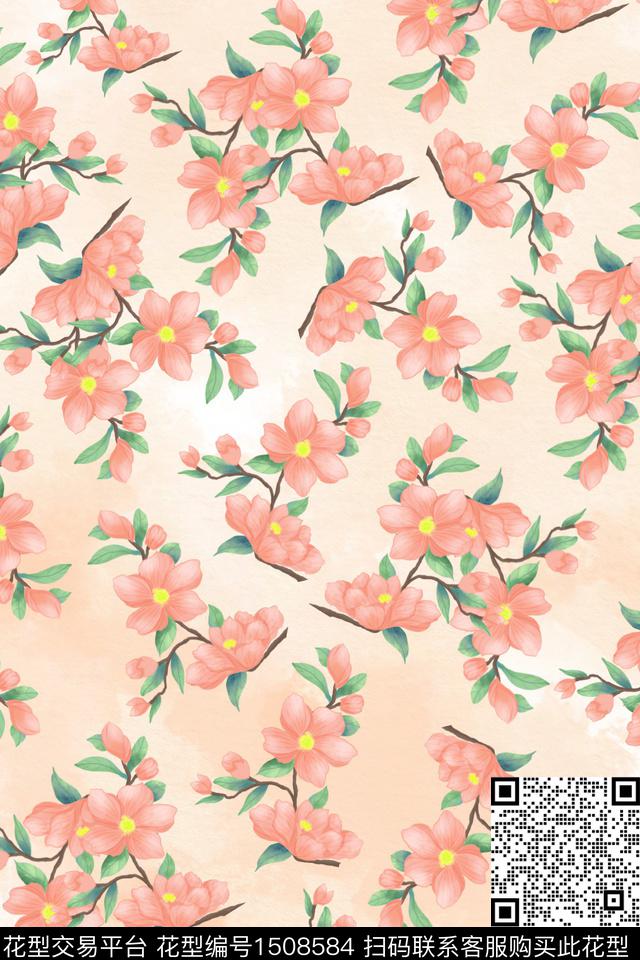 绿植树叶连衣裙大牌风数码印花华亿平台下载（图片编号: 1508584） - 瓦栏（Walan）