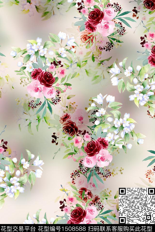 绿植树叶连衣裙大牌风数码印花华亿平台下载（图片编号: 1508588） - 瓦栏（Walan）