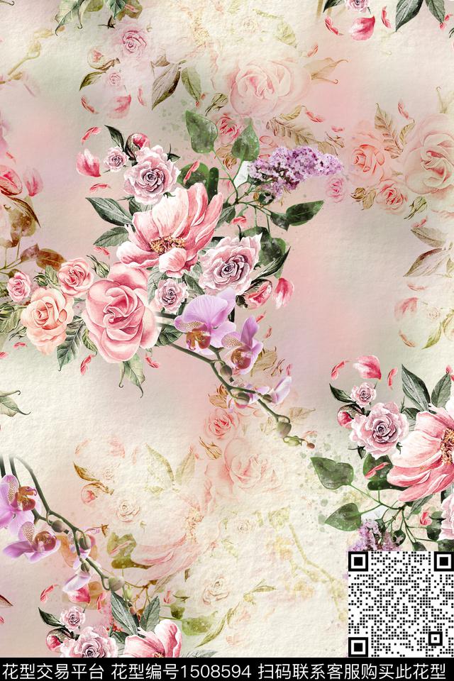 绿植树叶连衣裙大牌风数码印花华亿平台下载（图片编号: 1508594） - 瓦栏（Walan）