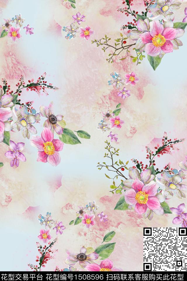 绿植树叶连衣裙大牌风数码印花华亿平台下载（图片编号: 1508596） - 瓦栏（Walan）