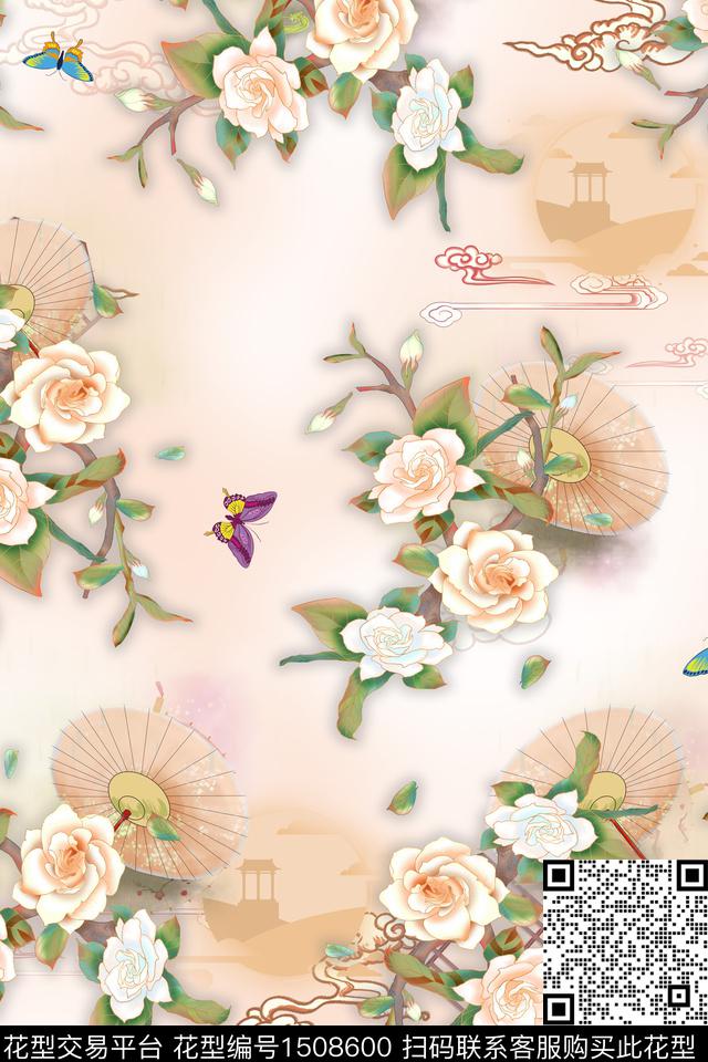 连衣裙大牌风旗袍数码印花华亿平台下载（图片编号: 1508600） - 瓦栏（Walan）