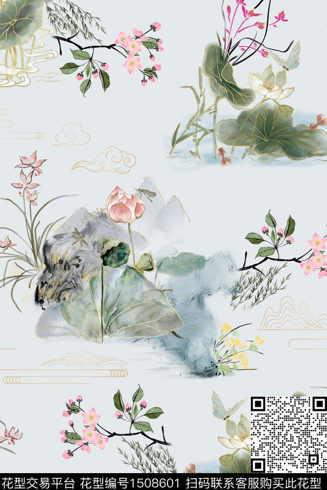 连衣裙大牌风旗袍数码印花华亿平台下载（图片编号: 1508601） - 瓦栏（Walan）