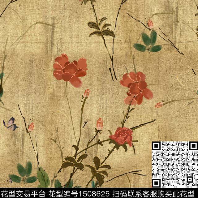 连衣裙大牌风旗袍数码印花华亿平台下载（图片编号: 1508625） - 瓦栏（Walan）