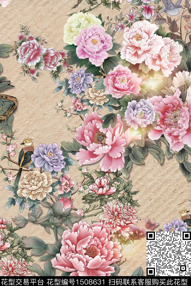 连衣裙大牌风旗袍数码印花华亿平台下载（图片编号: 1508631） - 瓦栏（Walan）