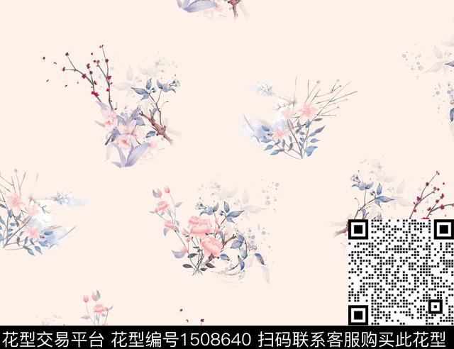 连衣裙大牌风旗袍数码印花华亿平台下载（图片编号: 1508640） - 瓦栏（Walan）