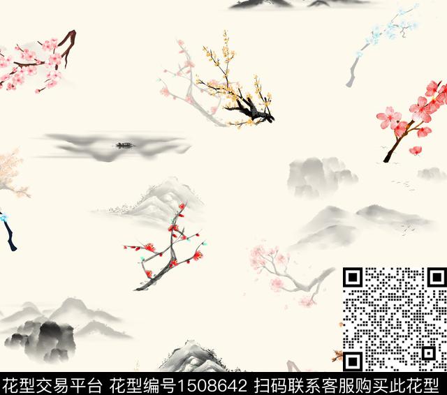 连衣裙大牌风旗袍数码印花华亿平台下载（图片编号: 1508642） - 瓦栏（Walan）