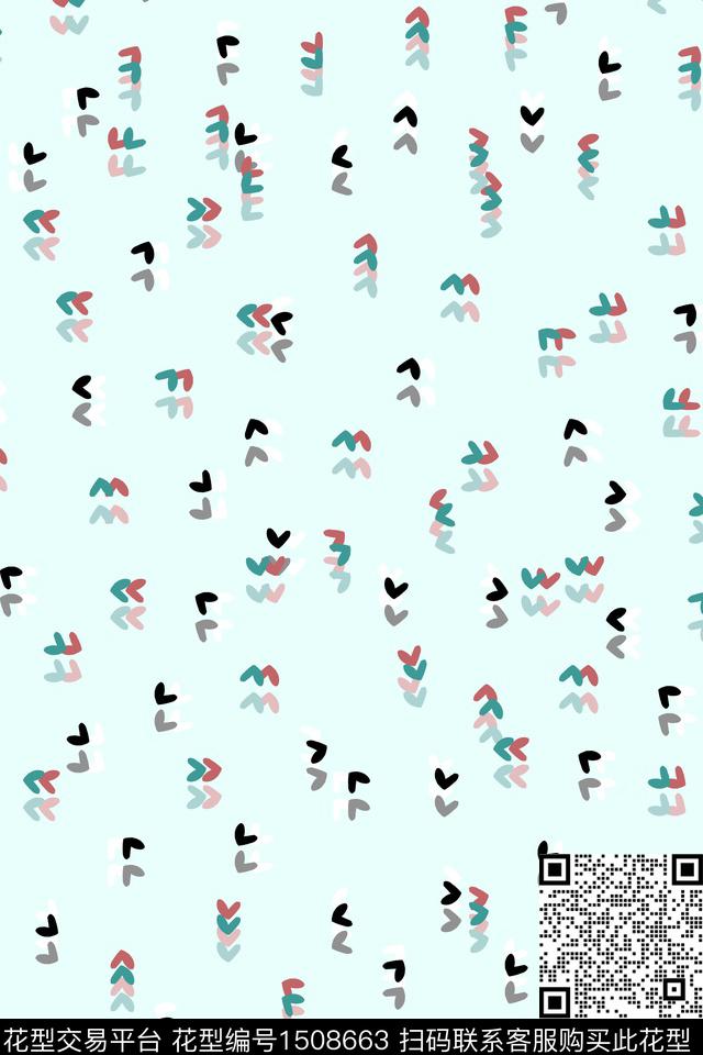 爱心几何大牌风数码印花华亿平台下载（图片编号: 1508663） - 瓦栏（Walan）