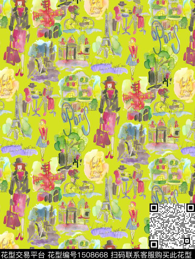 建筑时尚欧洲数码印花华亿平台下载（图片编号: 1508668） - 瓦栏（Walan）