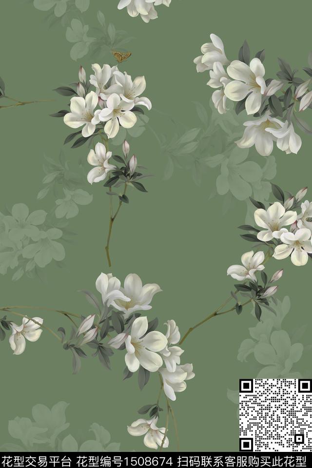 纯底花卉小碎花年轻花卉数码印花华亿平台下载（图片编号: 1508674） - 瓦栏（Walan）