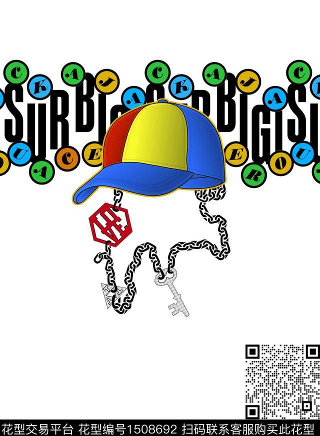 字母链条帽子数码印花华亿平台下载（图片编号: 1508692） - 瓦栏（Walan）