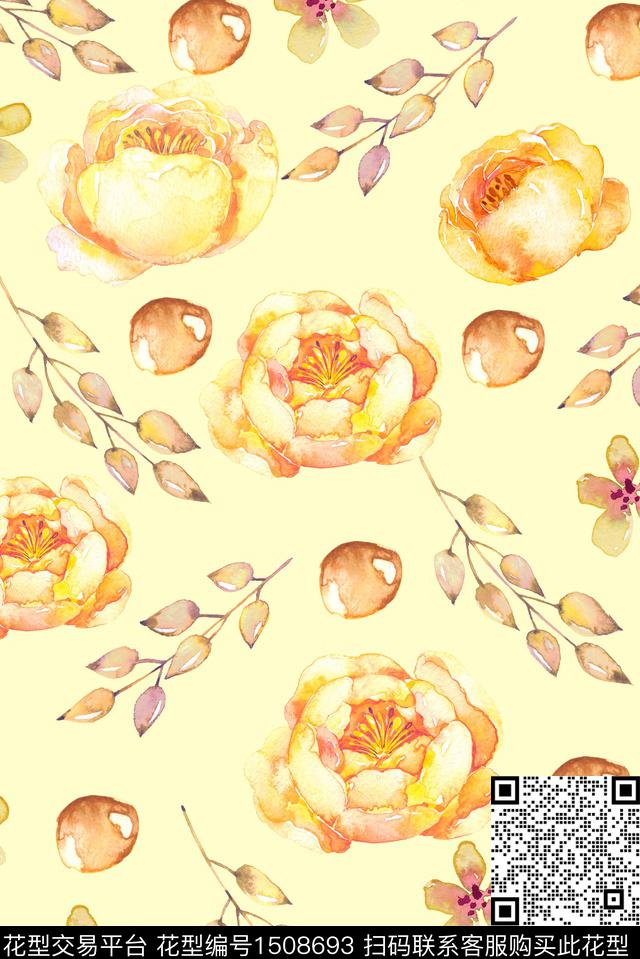 绿植树叶花卉数码印花华亿平台下载（图片编号: 1508693） - 瓦栏（Walan）