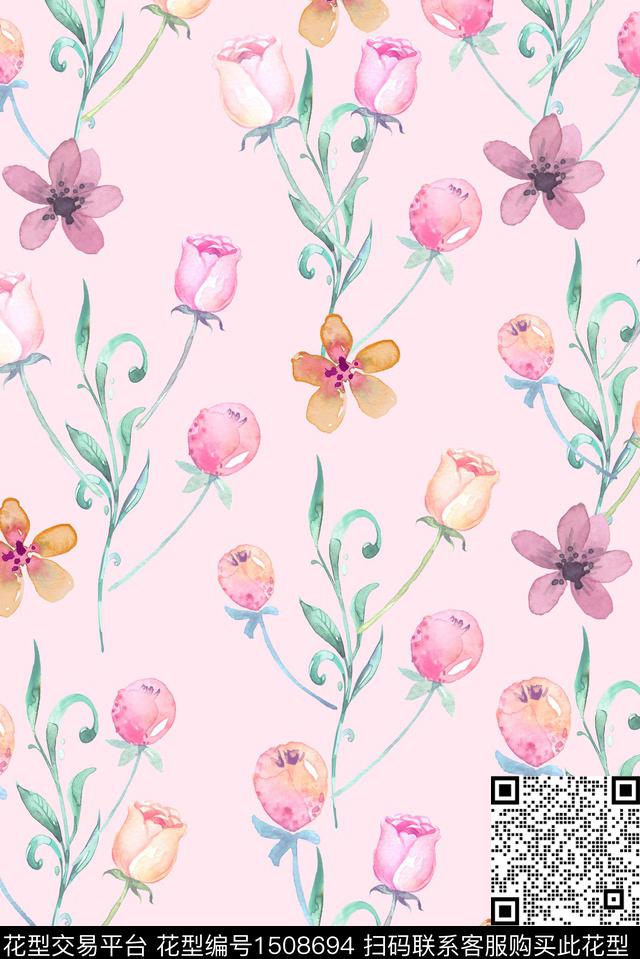 绿植树叶花卉小碎花数码印花华亿平台下载（图片编号: 1508694） - 瓦栏（Walan）