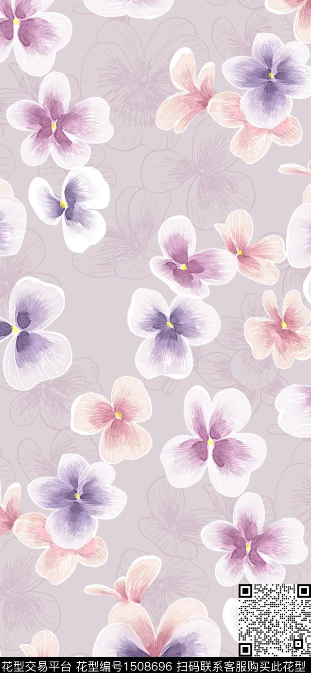 纹理花卉手绘传统印花华亿平台下载（图片编号: 1508696） - 瓦栏（Walan）