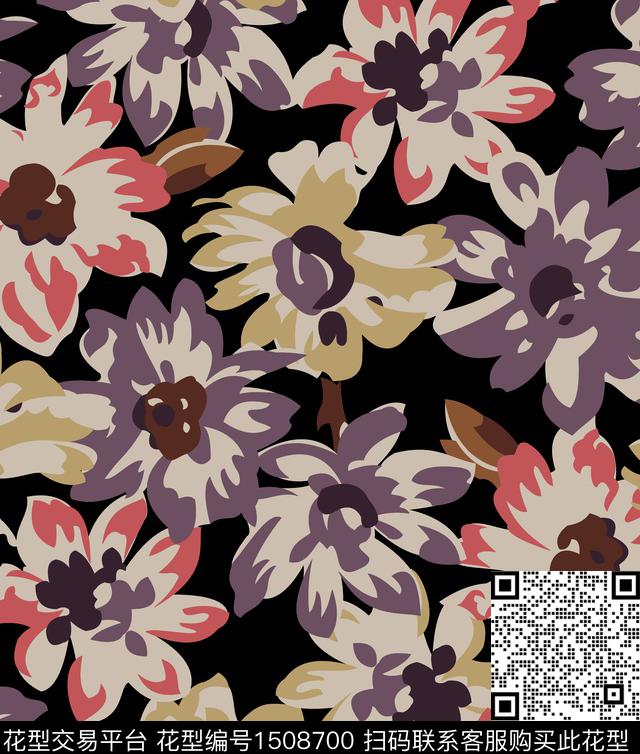 数码华亿平台花卉大牌风数码印花华亿平台下载（图片编号: 1508700） - 瓦栏（Walan）