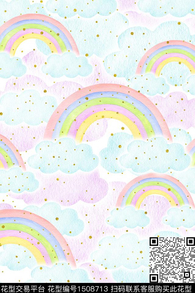水彩彩虹清爽数码印花华亿平台下载（图片编号: 1508713） - 瓦栏（Walan）