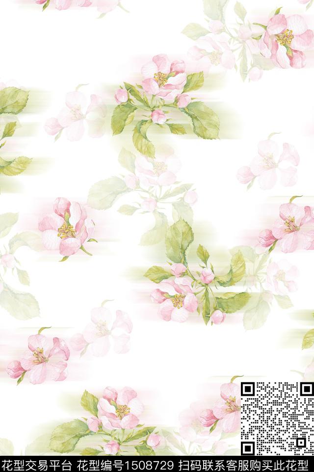 花卉小清新真丝数码印花华亿平台下载（图片编号: 1508729） - 瓦栏（Walan）