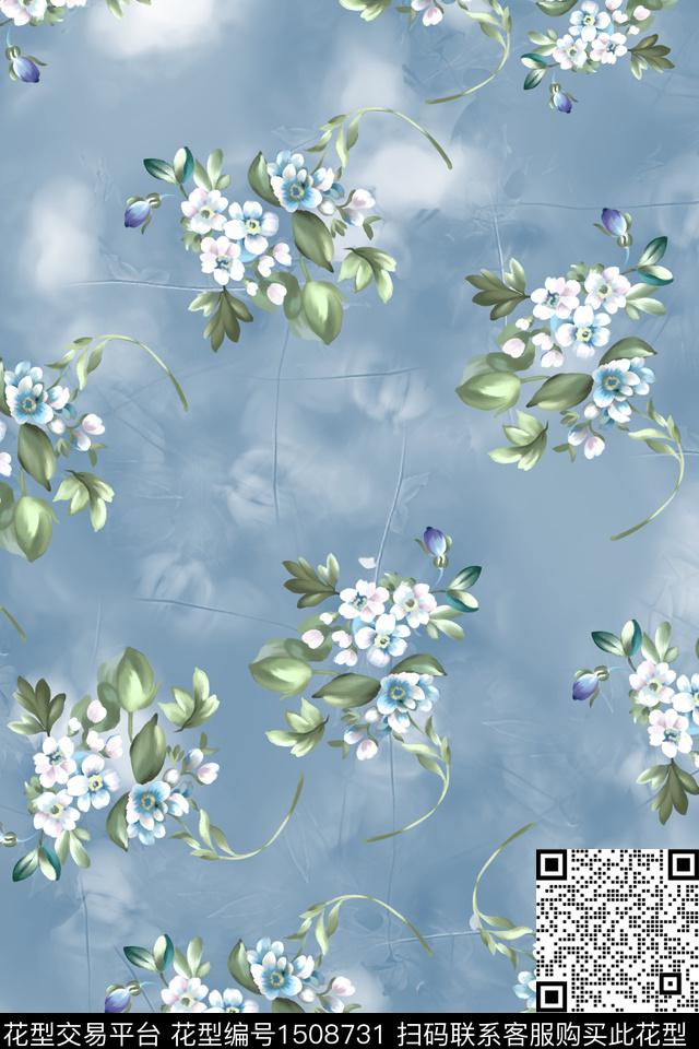 花卉小清新真丝数码印花华亿平台下载（图片编号: 1508731） - 瓦栏（Walan）