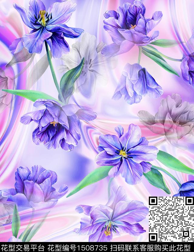 花卉数码华亿平台雪纺印花数码印花华亿平台下载（图片编号: 1508735） - 瓦栏（Walan）